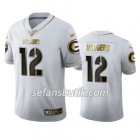 Green Bay Packers Tröjor Aaron Rodgers 12 Nike Vit Golden Edition 100th - Herr